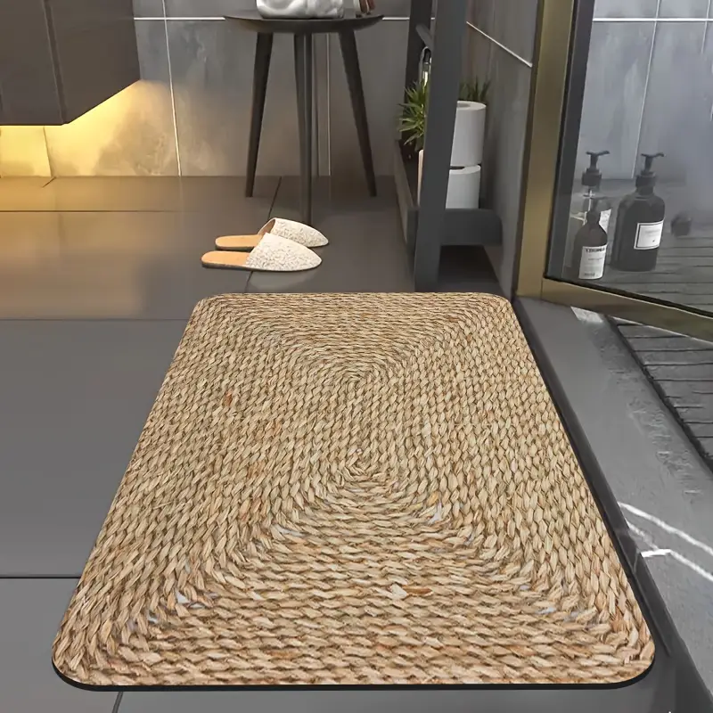 1pc diatomite bath mat retro texture print design quick dry non slip absorbent floor mat soft and comfortable for bathroom shower laundry room bedroom doorway kitchen rug rv bathroom Product details 3