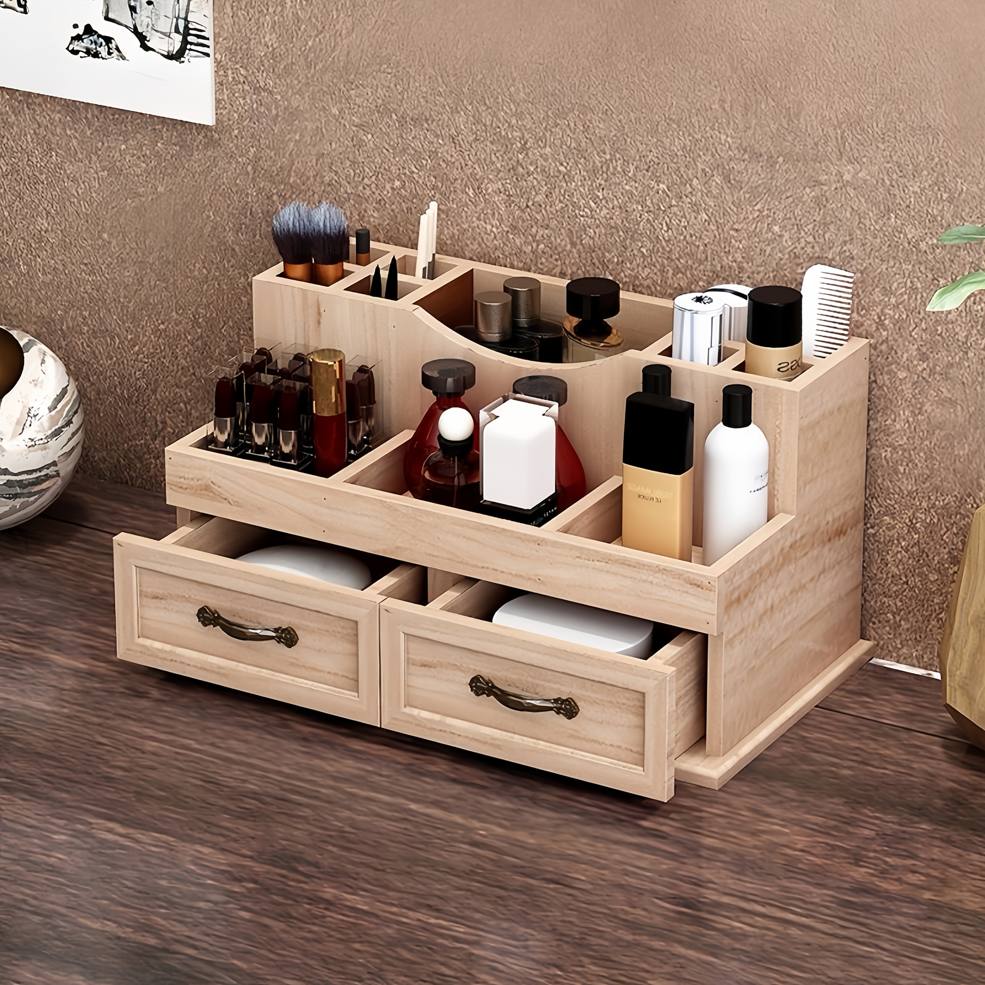 SpaceAid Set 14 Organizer In Bambù Per Cassetti - Divisori Multiuso Per Cucina, Bagno, Scrivania E Trucchi - Naturale - 3
