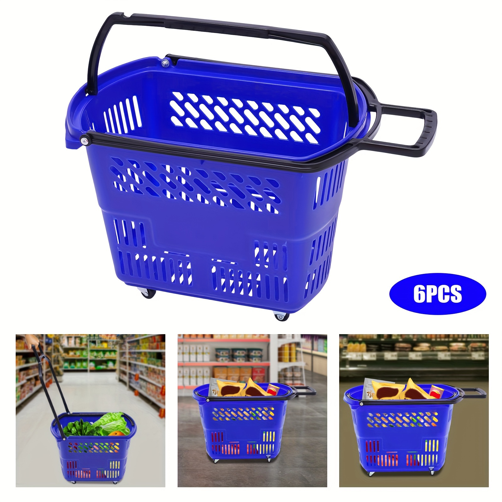 

6pc Carts With Wheels & Handle Plastic Rolling