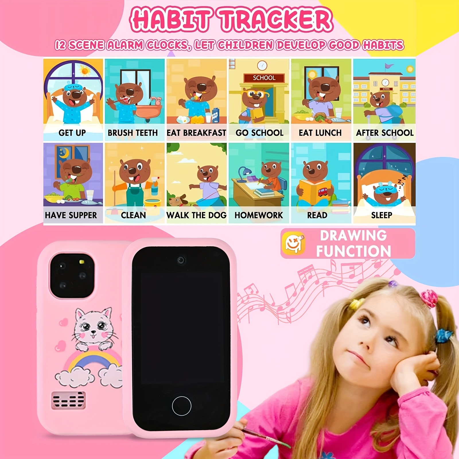 Kids Smart Phone For Girls, Christmas Birthday Gifts For Girls Boys Age