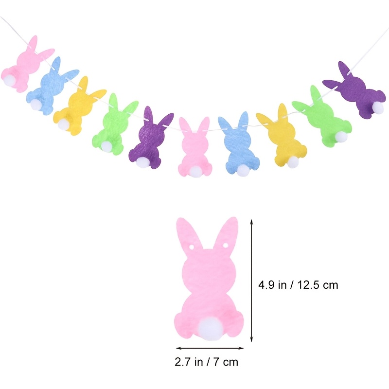 

1 Set Easter Bunny Felt Garland - Polyester Fiber Decorative Hanging Strings For Spring Themed Party, Family Yard, And Outdoor Easter Decorations