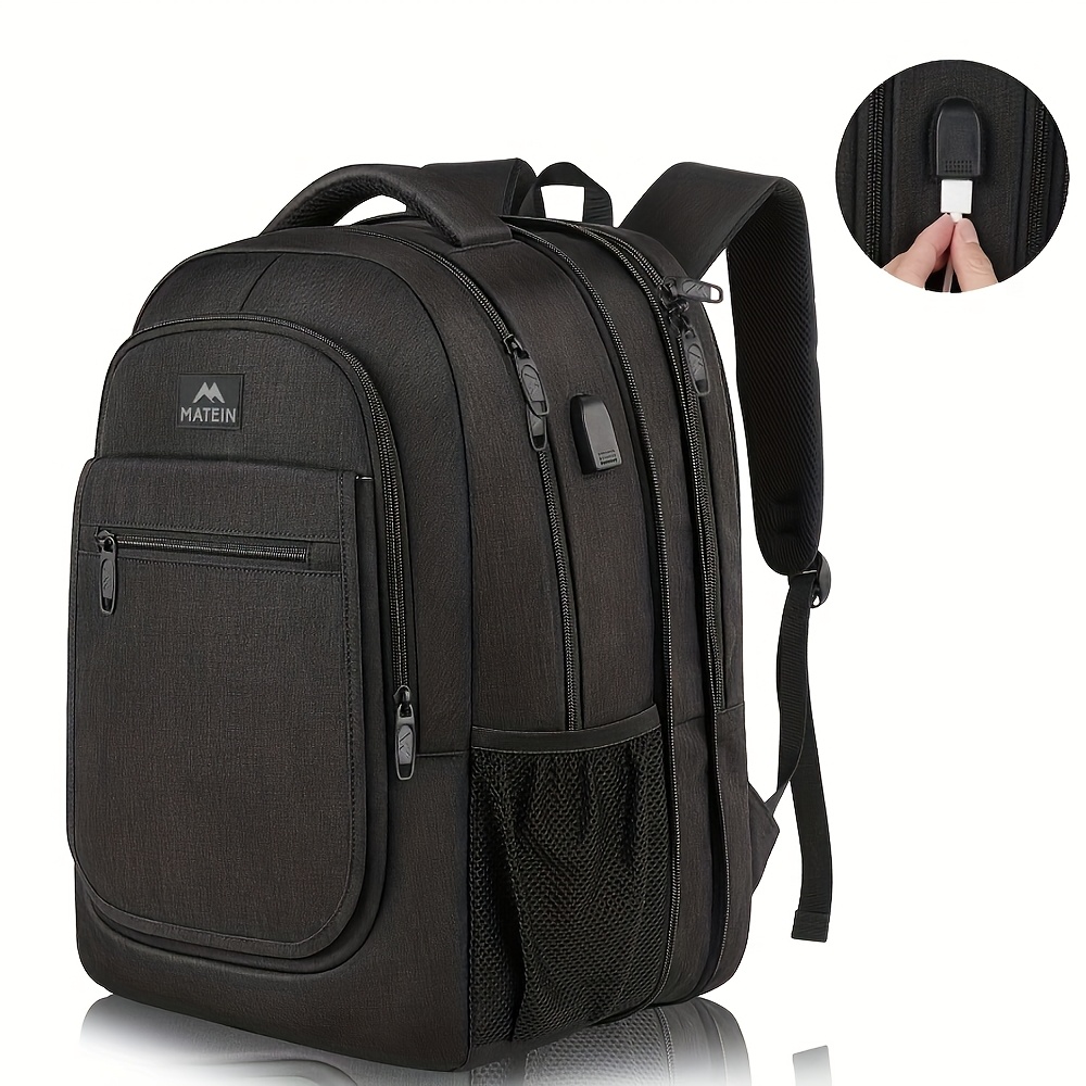 TEMU Matein Travel Backpack For Men, Expandable Laptop Backpack With Usb Charging Port, Anti Theft Bag College School Bookbag Gifts For Men Women .6 Inch Laptop, Black