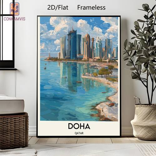 2d flat 2d flat 1pc frameless poster wall decor product photo poster product travel map artwork decoration gift qatar canvas wall decor home bedroom