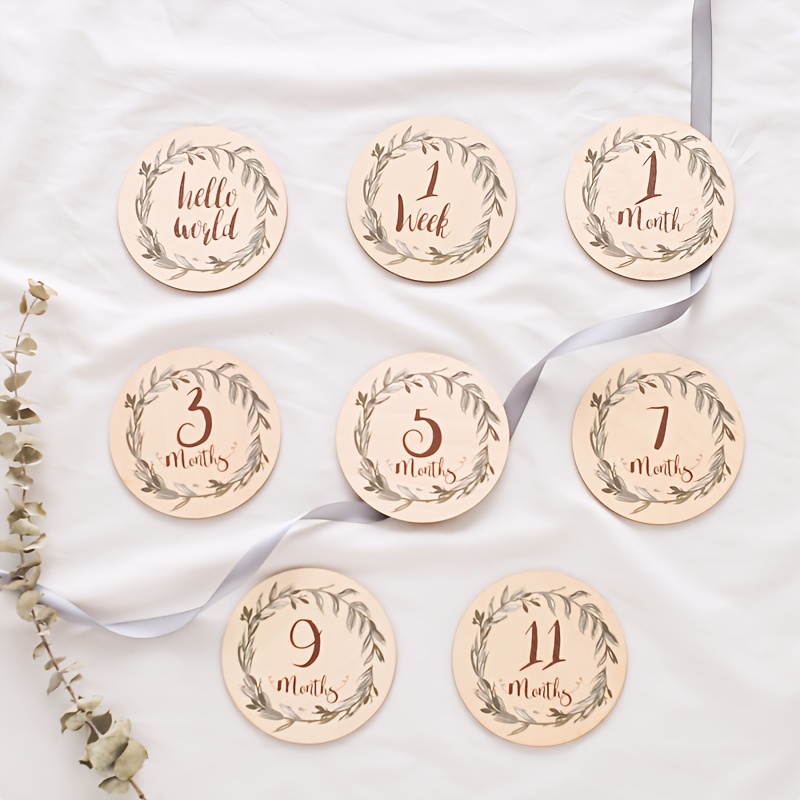 1 set creative birth sign leaf milestone card photography props christmas halloween thanksgiving day valentines day easter gifts details 4