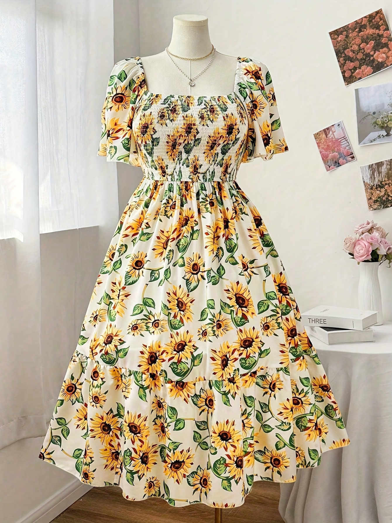 sunflower dress women sold on Temu United States