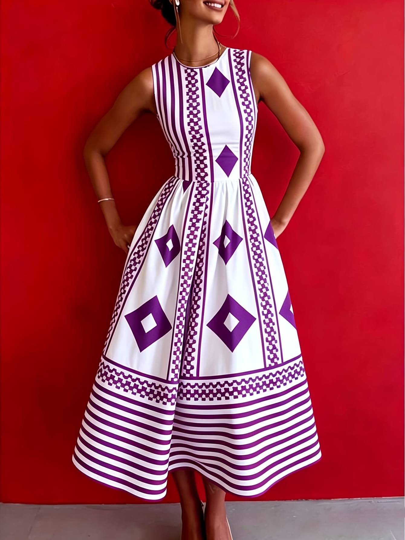 womens 2026 summer sleeveless geometric stripe color block