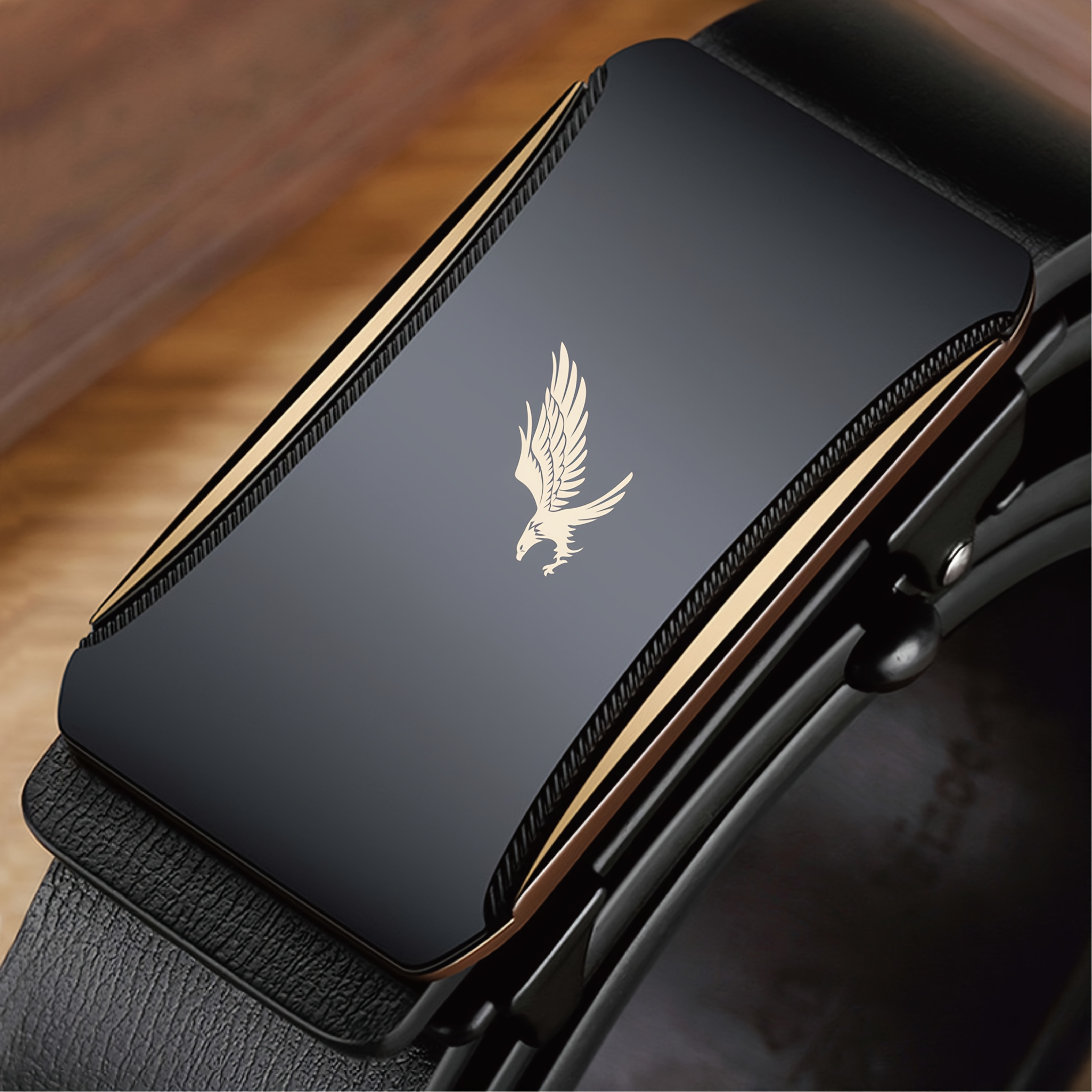 TEMU Men's Business Belt With Eagle Pattern, Made Of High-density Pu Material With A Scratch-resistant Coating, Durable And Easy To With An Automatic
