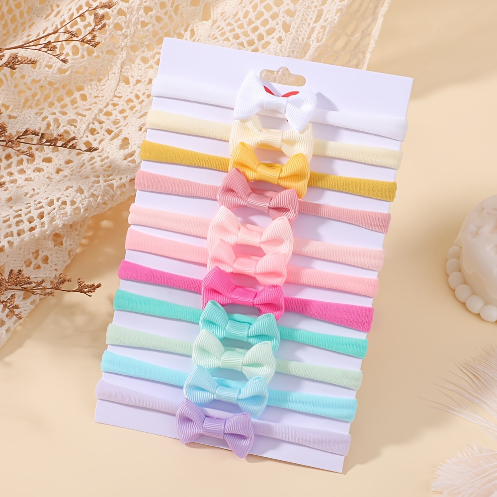 TEMU 11-pack Simple Solid Color 's Bow Headbands, Fresh And Stylish Wide Hairbands, Soft And Hair-friendly, Nylon Hairbands For And , Accessories For