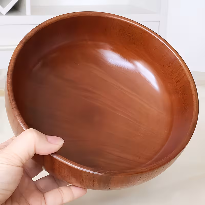 handcrafted solid wood round bowls large salad bowls noodle bowls soup bowls dessert and fruit salad bowls vintage wood bowls for home kitchens and hotel restaurants Product details 7