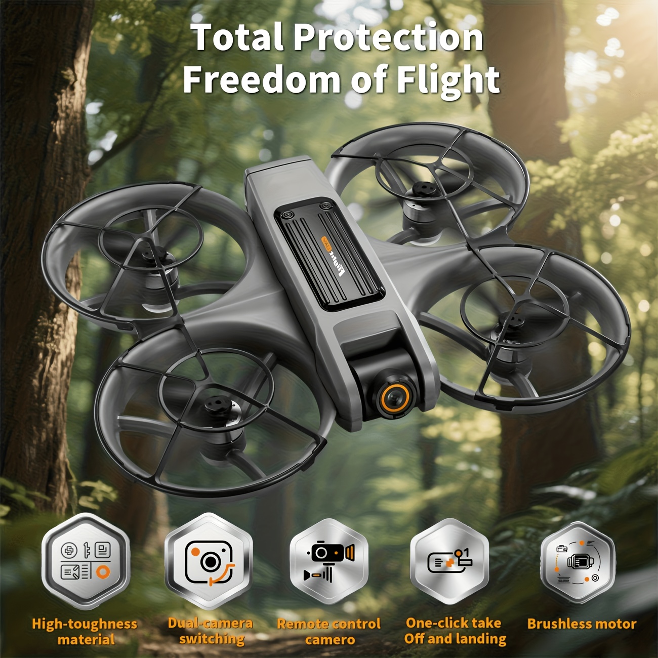 Mini Foldable RC Drone with Dual Cameras and Screen Remote, 360° Protection, Optical Flow Hover, 3 Speeds, Long Battery Life, Easy for Begin