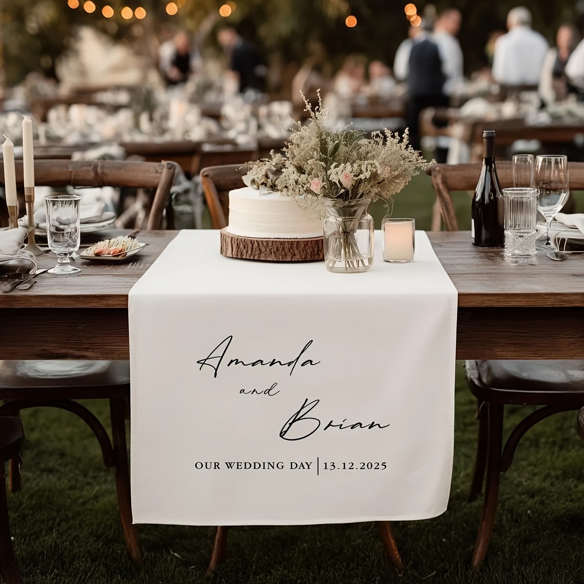 TEMU Customized Wedding Table Runners, Personalized Wedding Table Decorations, Couple's Table Banners, Wedding Signs, Engagement Party Decorations