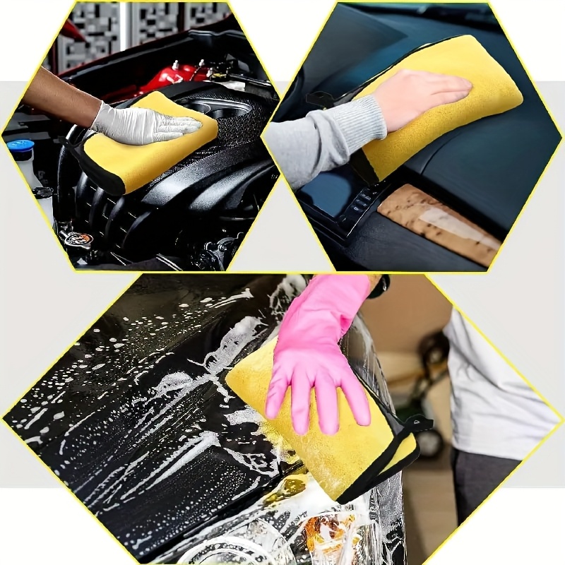1/5-Pack Microfiber Car Cleaning Towel - High Absorbency Non-Shedding Drying Cloth - Thickened & Absorbent, No-Residue High Quality Microfiber for Car Detailing, Wax Polishing, Multi-Use Car Maintenance Accessory (30x30cm/30x60cm), Sleek Appearance, High Absorbency Fabric