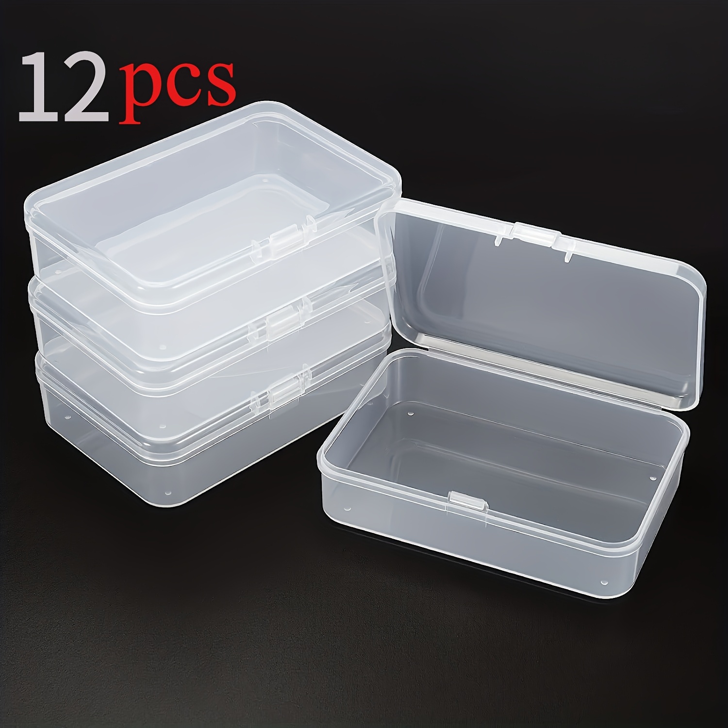 TEMU 12 pz - Scatole di Plastica per Ripiano, Contenitori Trasparenti, Portagioie Portatili, Scatole Organizzatrici con Coperchi a per Riporre