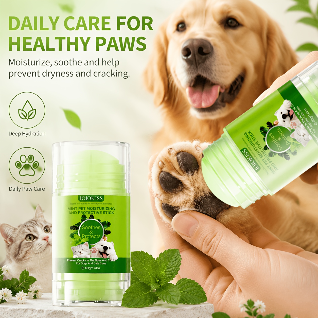 Pet Nose Paw Care Stick / Deeply Moisturizing Nourishment / Soothes Dry Cracked Paws And Protects Pets from Heat / Ideal for Cats And Dogs / Moisturizing Pet Stick / Universal for Cats And Dogs / Without Battery
