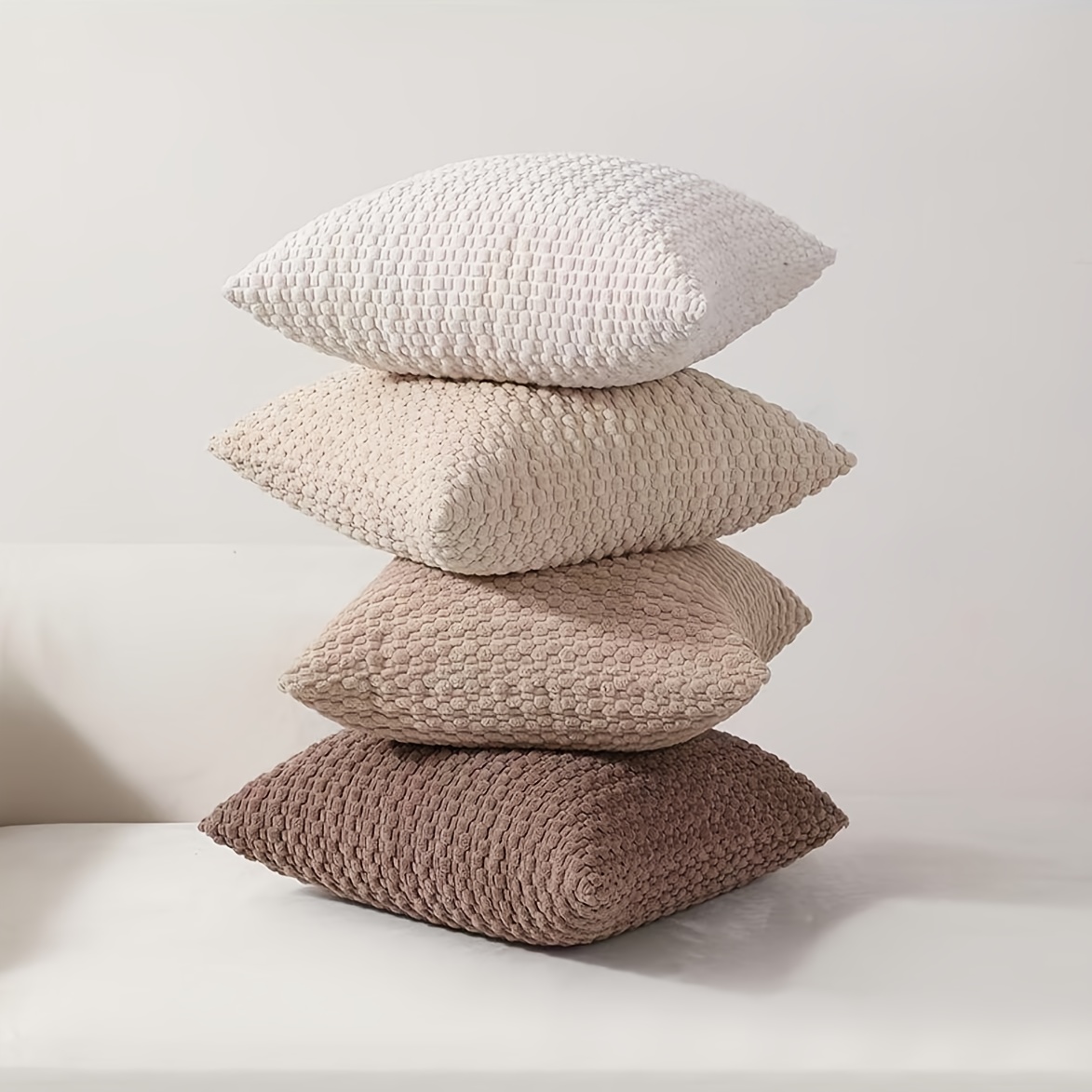 TEMU 4pcs Set, Modern Minimalist Double-sided Pillowcases (pillow Inserts Not Included), Soft Decorative Cushion Covers With Embossed Bubble Texture,