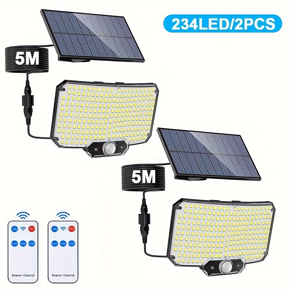 

2pcs 234 Led Outdoor Solar Lights, Solar With Motion Sensor, Solar Security , 3 Mode Solar Wall Light For Patio, Porch, Camping And Backyard