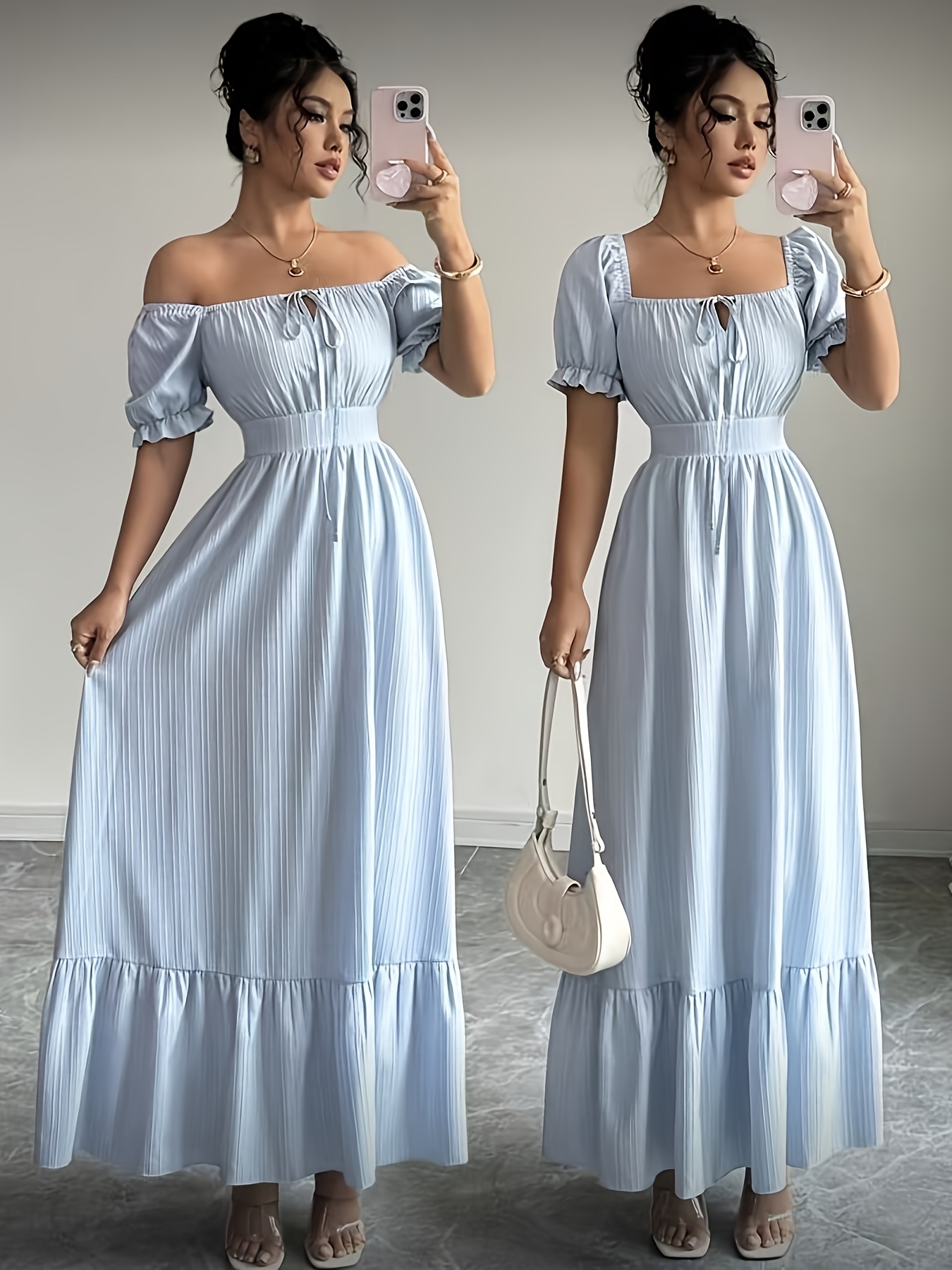 light blue bridesmaid dresses with sleeves sold on Temu Australia