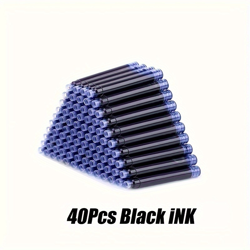 TEMU 40pcs Universal Ink Sac Disposable Blue Black Fountain Pen Refills Black Red Ink Cartridge Refills Office Supplies