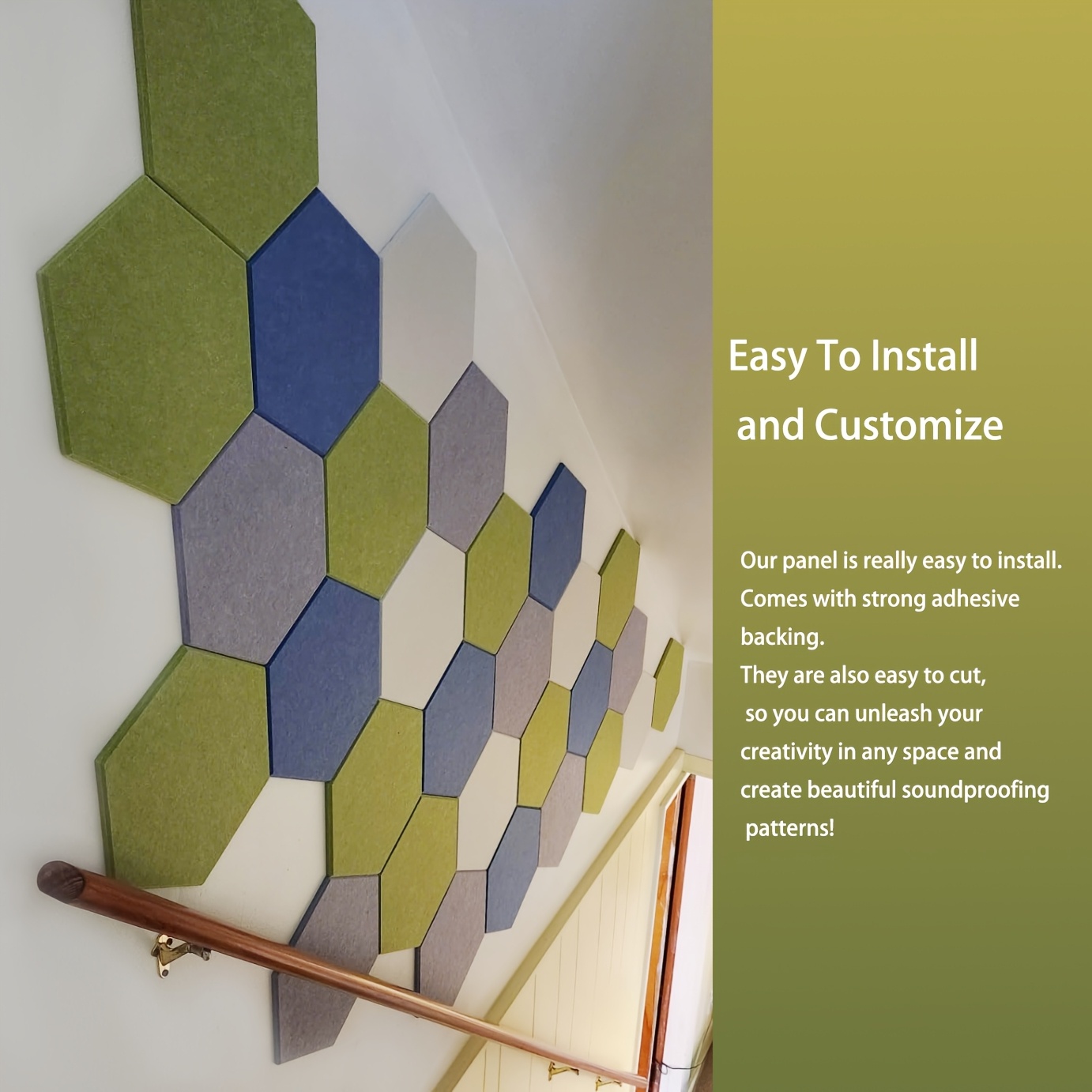 12pcs hexagon acoustic foam panels 12 x10 23 x0 4 self   soundproof wall tiles for   polyester fiber white blue   reduction sound dampening soundproof wall panels