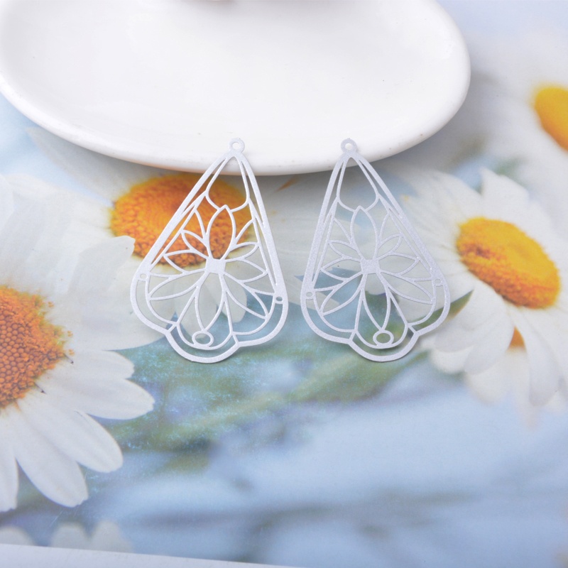 10pcs Colorful Hollow-Out Floral Teardrop Charms for DIY