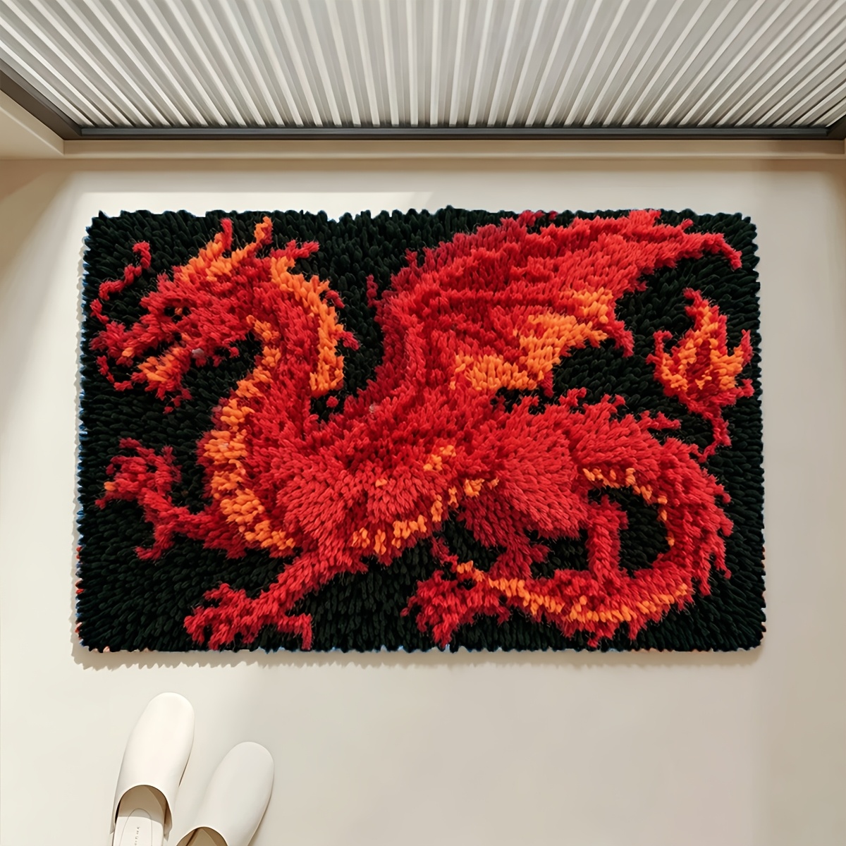 Colored Printed Canvas Latch Hook Carpet Kit for Adults