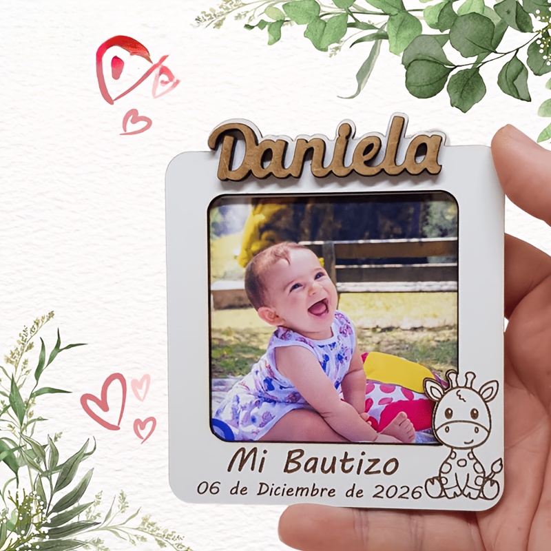 TEMU Personalized Wooden Photo Frame With Name/text Customization - Wall-mounted Picture Frame Suitable For Rooms, First Holy Communion Keepsake,