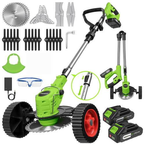 item picture green cordless electric 1 2 batteries powered trimmer 3 in1 lightweight edger brush cutter trimmer grass trimmer mower universal lightweight design ideal for lawn mower
