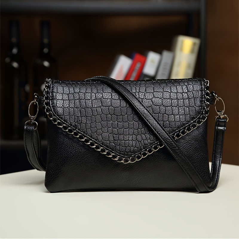 

Fashionable Crocodile Pattern Pu Crossbody Bag For Women With Removable Strap, Elegant Envelope Clutch Purse For Party, Date, And Daily Use - Zip Closure With Polyester Lining - In Guangzhou