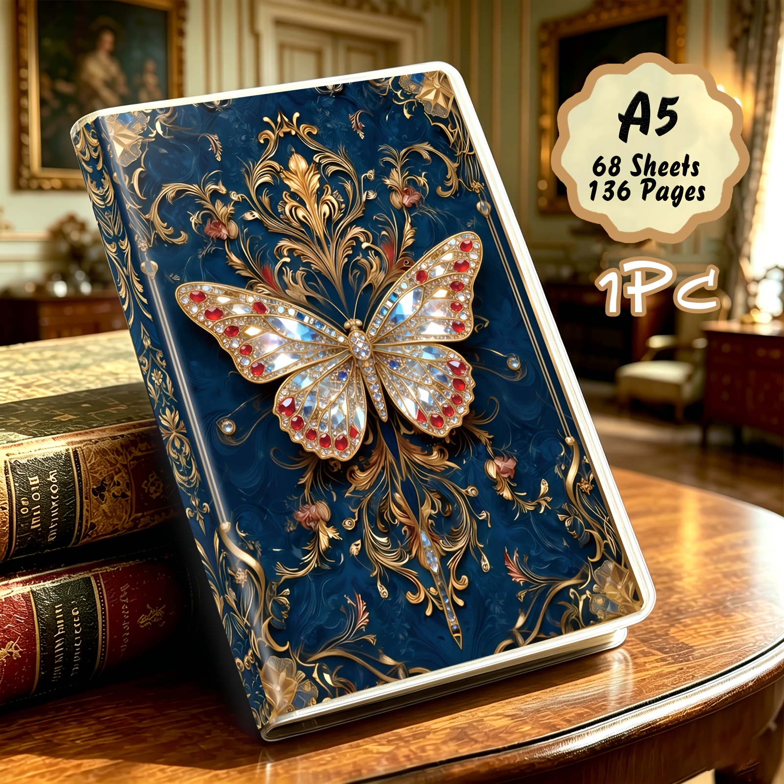TEMU 1pc A5 136-page Cover Notebook - Horizontal Line Lined Journal Diary Suitable For School, Office, Travel, Writing Practice Book With Pp Cover,