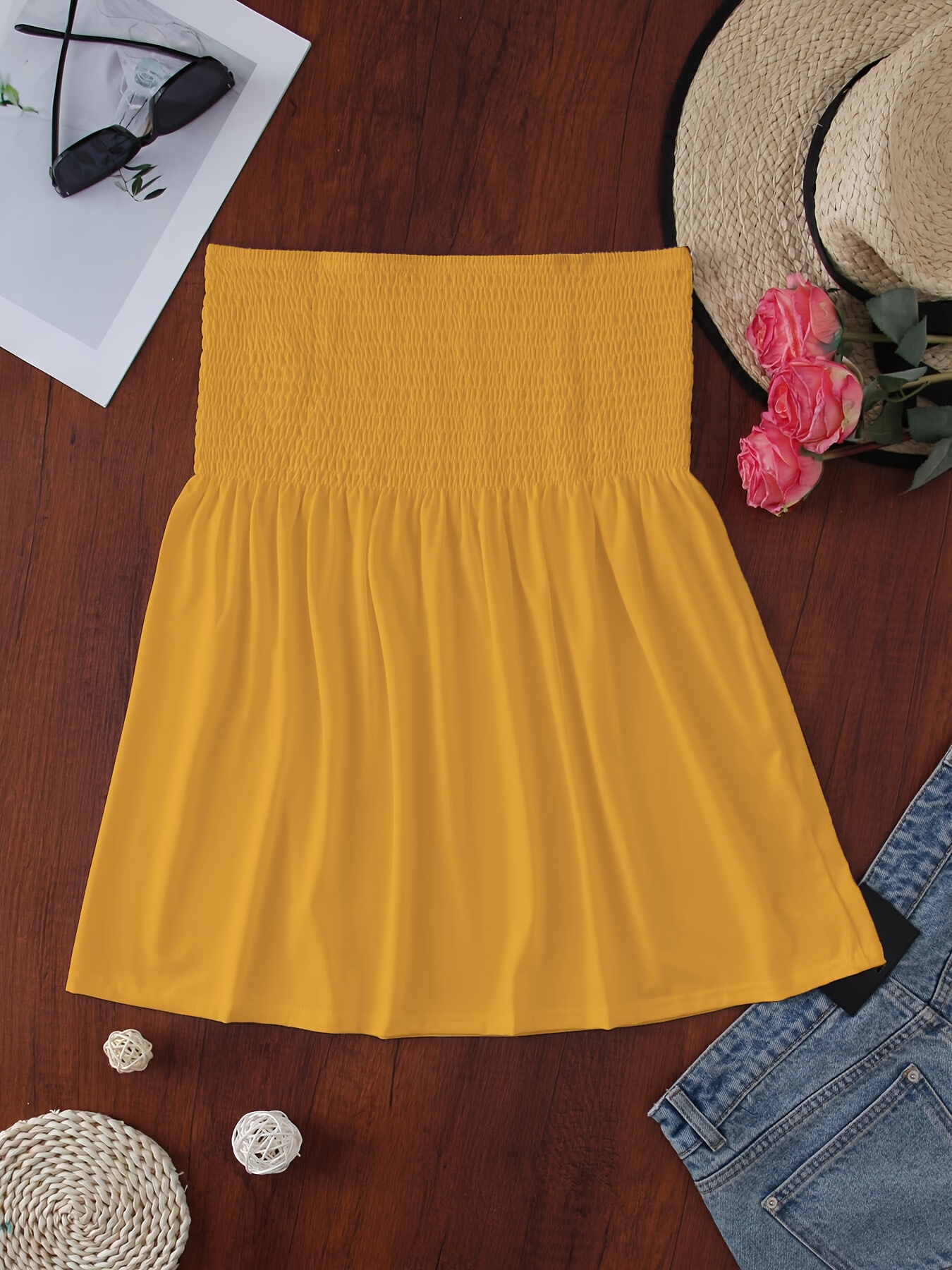 Women's Elegant Off-Shoulder Crop Tube Top - Stretchy Solid Color Short Sleeve Blouse with Ruching Detail, Machine Washable for Spring Summer Fall Casual & Dressy Outfits, Crop Top Blouse, Seasonal Fashion, Flowy Fabric, Comfortable Fit