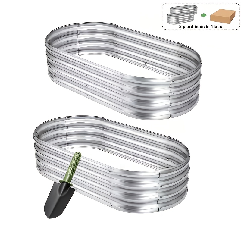 TEMU Galvanized Garden Bed Kit, Equipped With Gardening Planting Tools. The Perfect Large Metal Flowerpot For Vegetables, Flowers, Herbs, And Fruits,