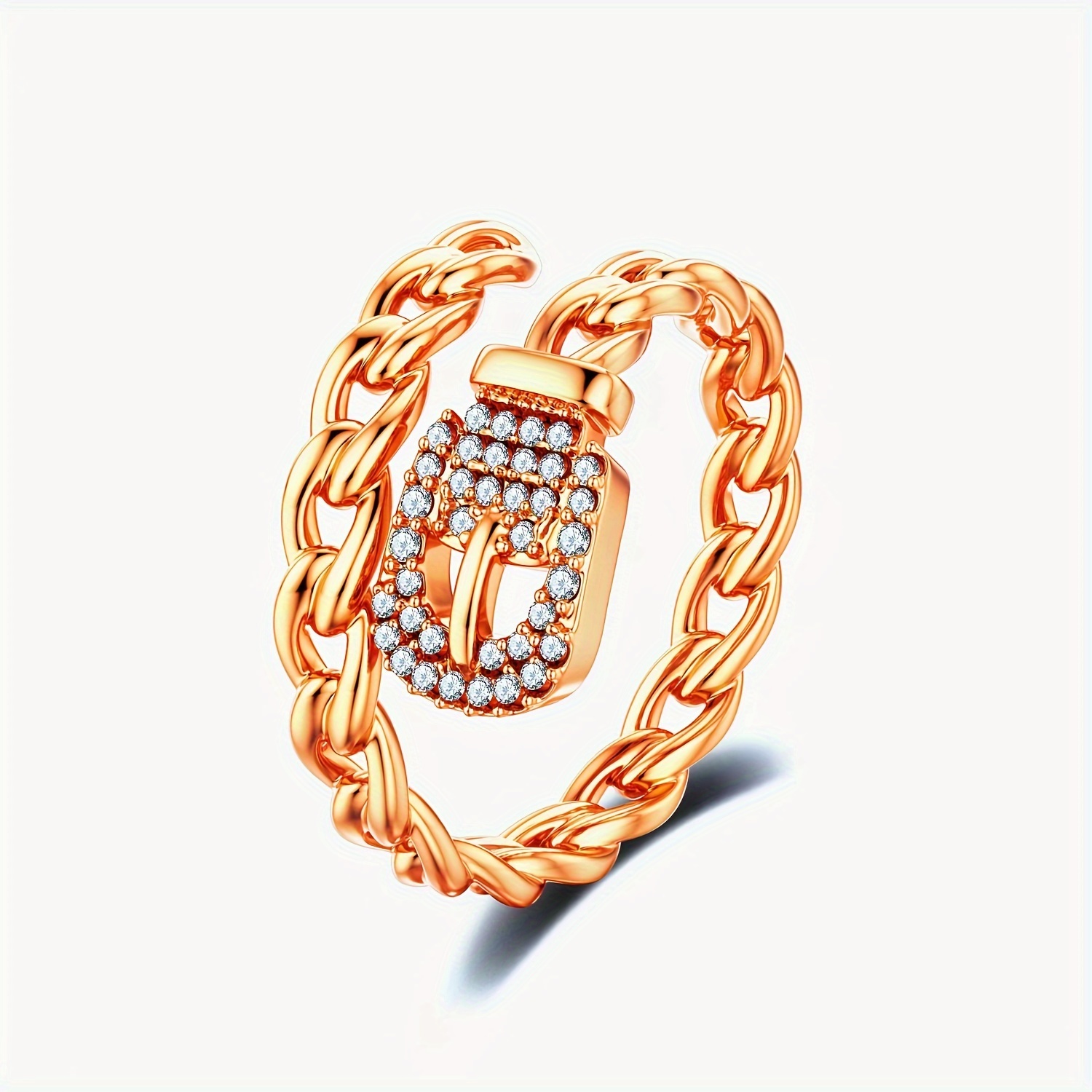 Adjustable Belt Buckle Ring with CZ Copper Oxidized