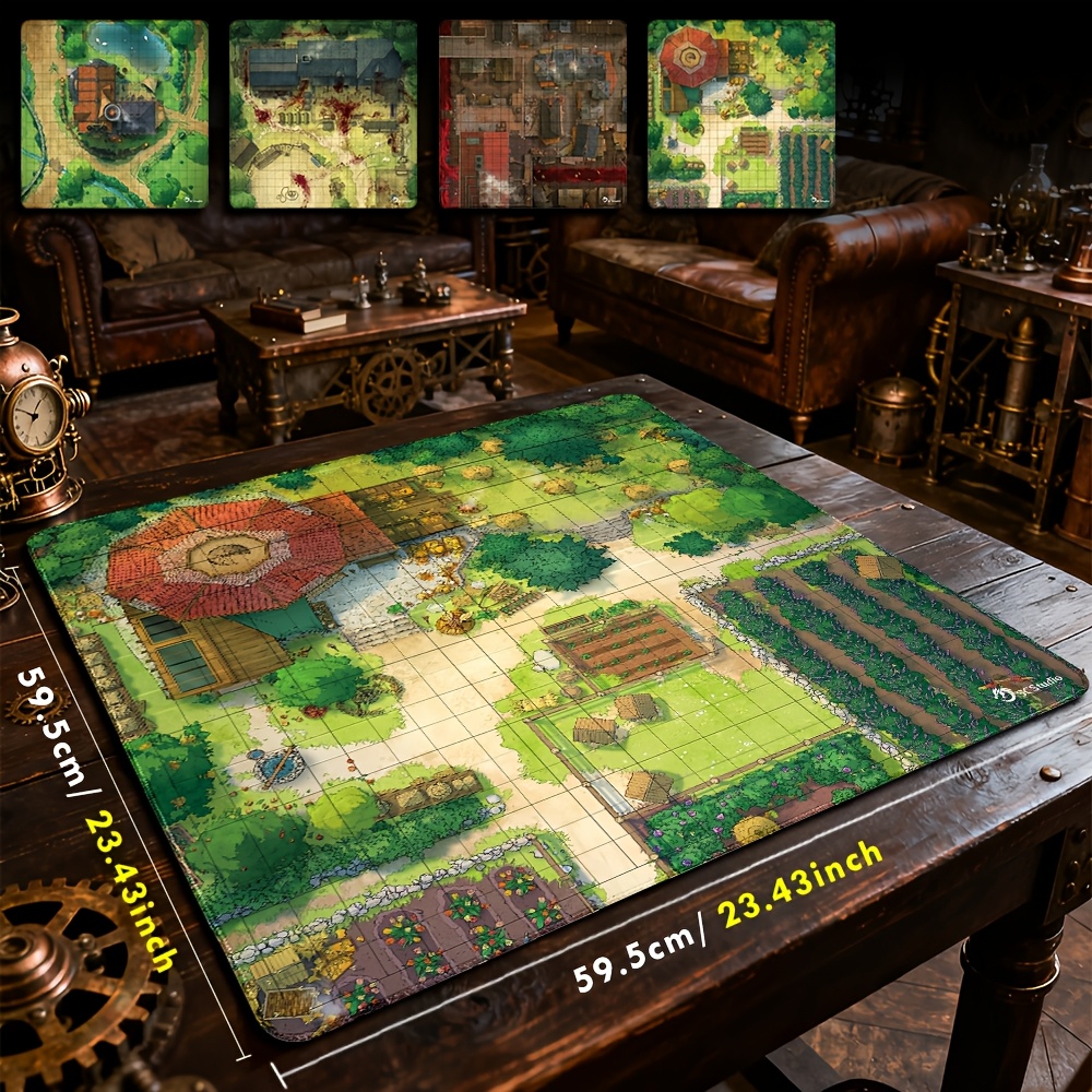 DND Village Terrain Mat, Printed Rubber Battle Mat