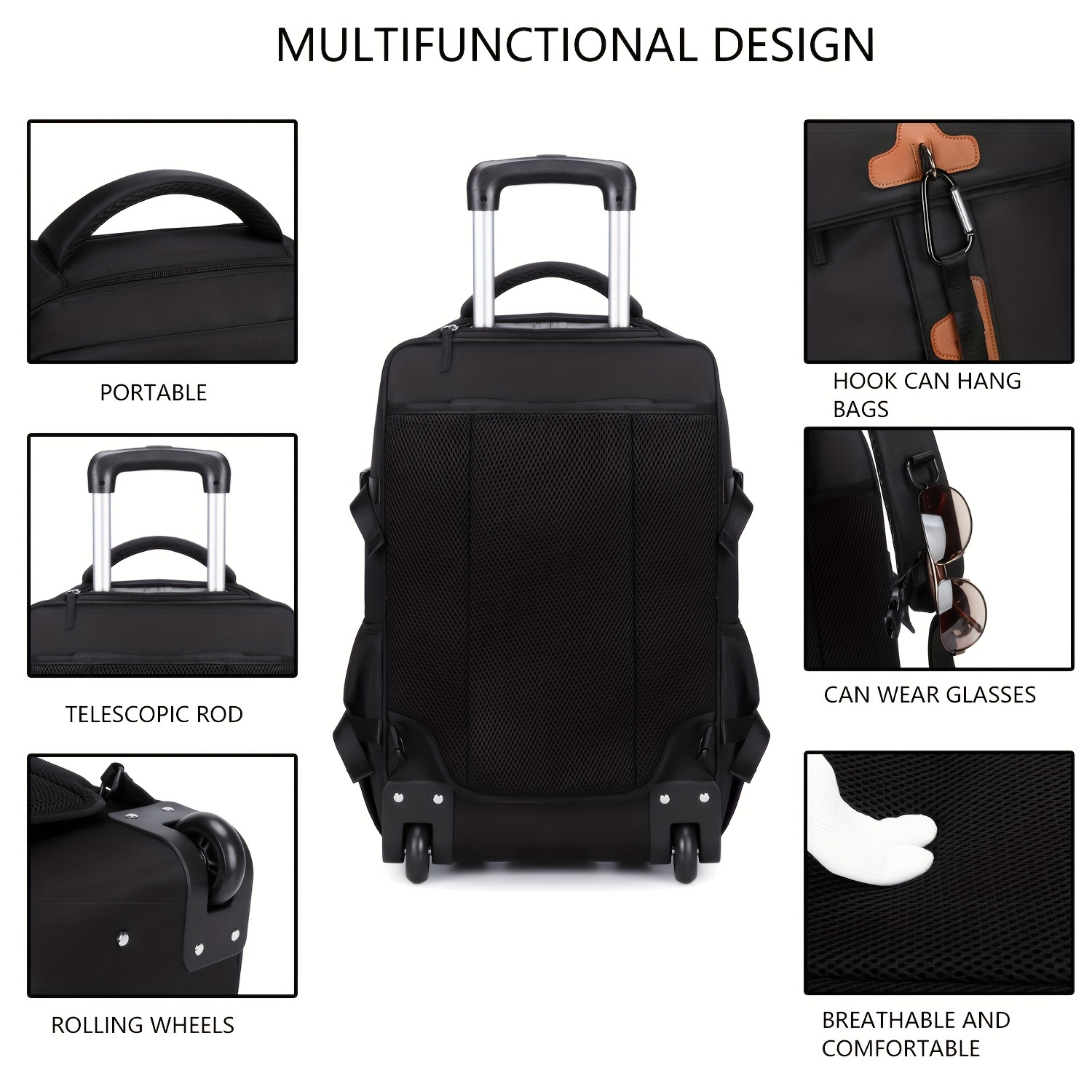 travel rolling backpack business wheeled laptop backpack - Temu Mexico
