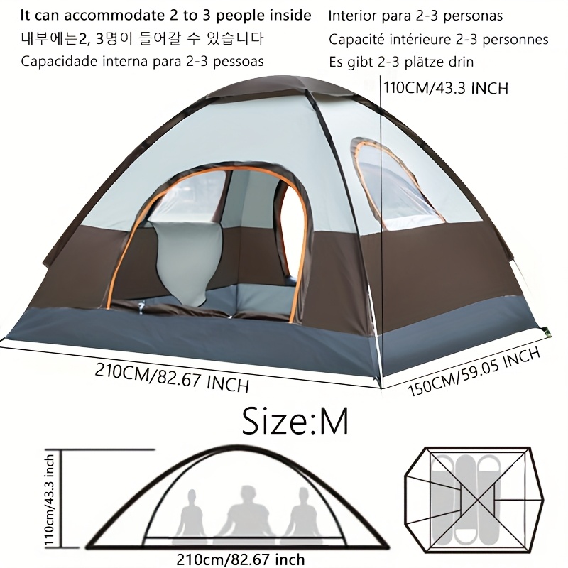 [3-Person Instant Tent] Koala 3-Person Instant Pop-Up Tent | Lightweight Portable Round Camping Tent with Zipper Closure, All-Season Blue Outdoor Shelter for Family Camping Trips, Sturdy Pole Support