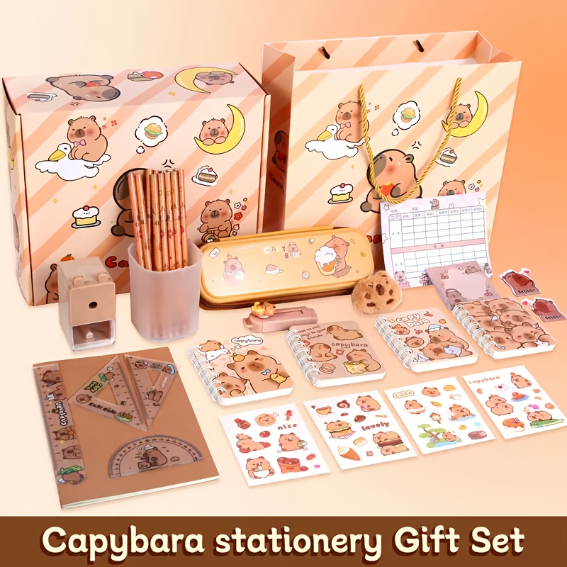 

Chic Capybara-themed Stationery Set - Trendy & Cute School Supplies Gift Pack, Christmas & New Year