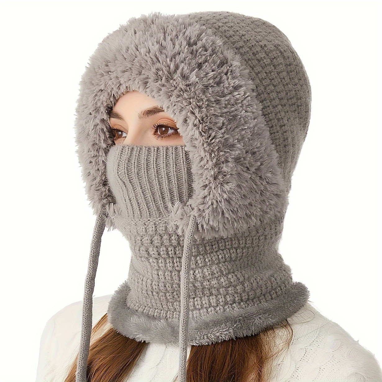 TEMU Winter Ladies Scarf 1 Hat, Winter Ladies Plush Hat, Easy And Warm, Suitable For Winter Daily Shopping, Holiday Travel, , Christmas Gifts
