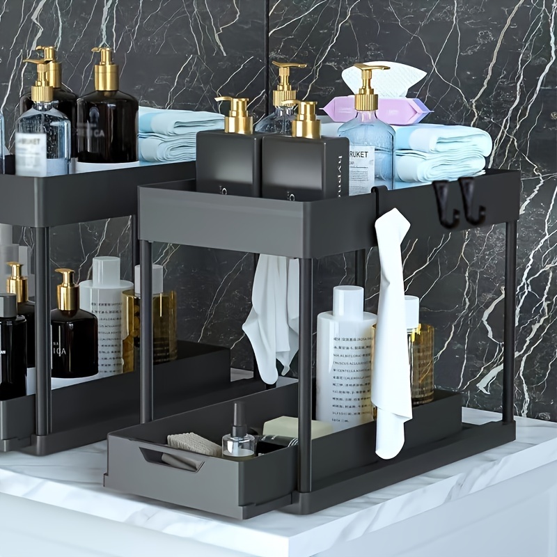 

1pc Under Sink Organizer, Bathroom Cabinet Organizer, 2 Tier Cabinet Basket Organizer Drawer, Multi-purpose Bath Collection Baskets Bathroom Accessories