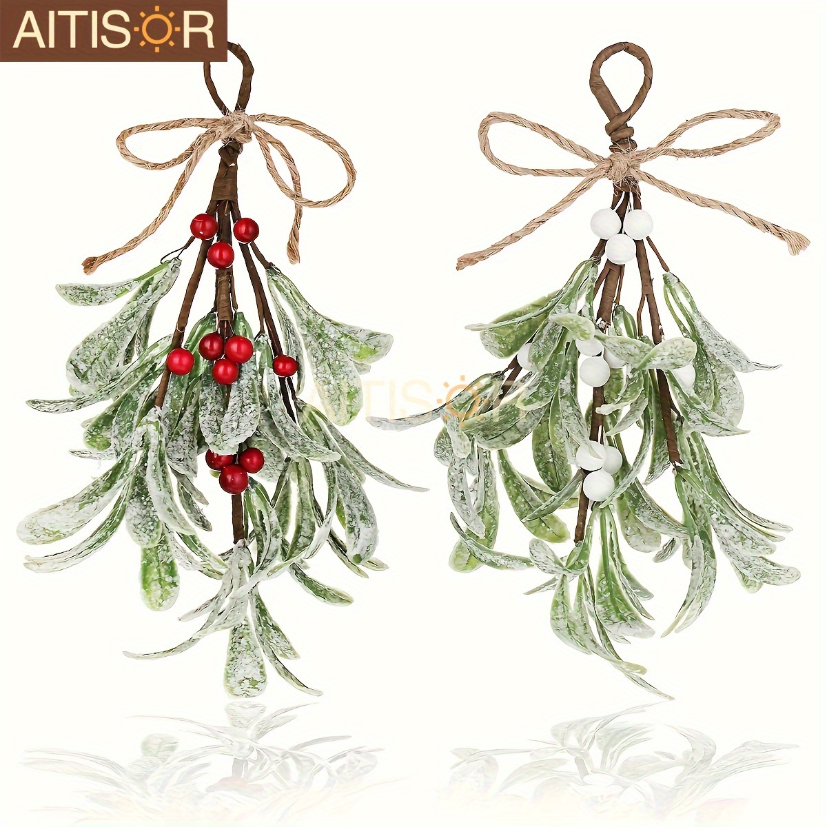 

Aitisor 2pcs Ornaments - Artificial Christmas Decor For Tree, Fireplace, Mantle & More - Decoration