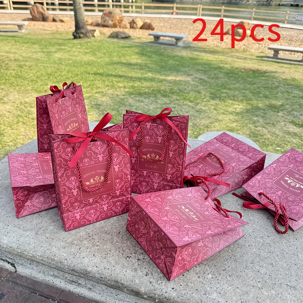 TEMU Gift For Her/him 24pcs Of Diamond-patterned Reusable Foldable White Card Tote Bags, Gift Bags, And Wrapping Bags In , Suitable For Parties,