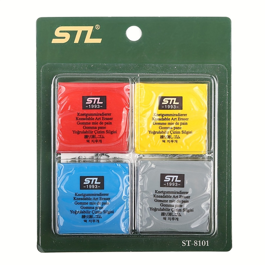 Stl 4pcs Soft Erasers, Kneaded Rubber For Blending, Highlighting, Shading, Smooth Sketching, Drawing Tools, Professional Art Supply