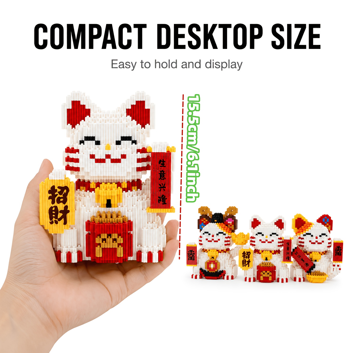 Exquisite Lucky Cat Building Block Set, Cute Desktop Decoration
