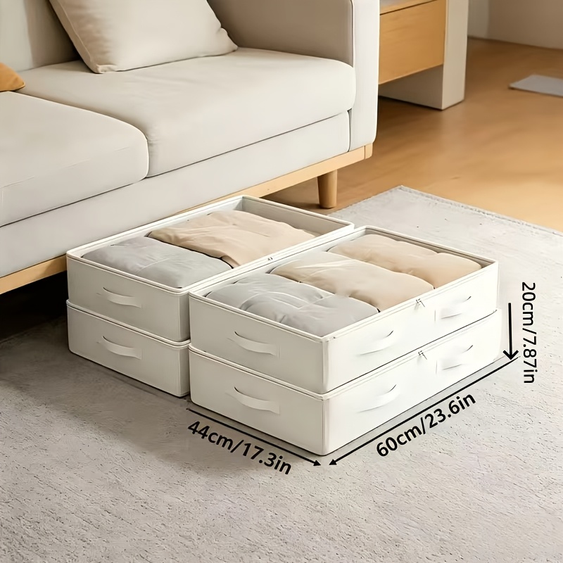 4pcs Under-Bed Storage Boxes with Lid for Blankets & Bedding