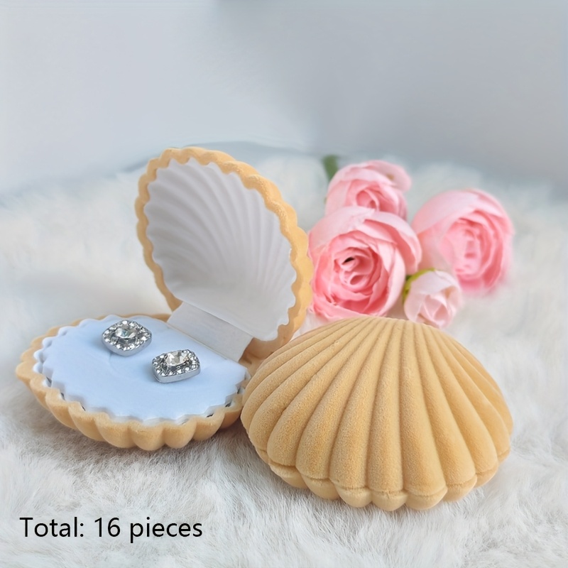16pcs high end shell shaped jewelry box gift boxes flocked Temu
