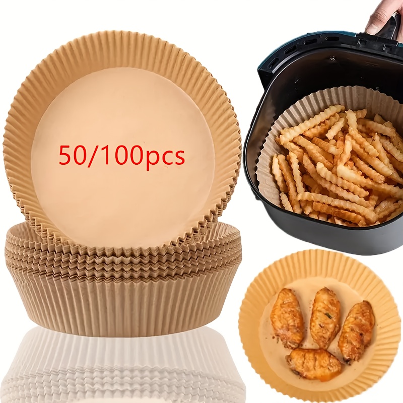 

50/100pcs Disposable Frying Basket Liners, Upgraded Grease-resistant Paper, Easy Clean Kitchen & Outdoor Baking Sheets, Material