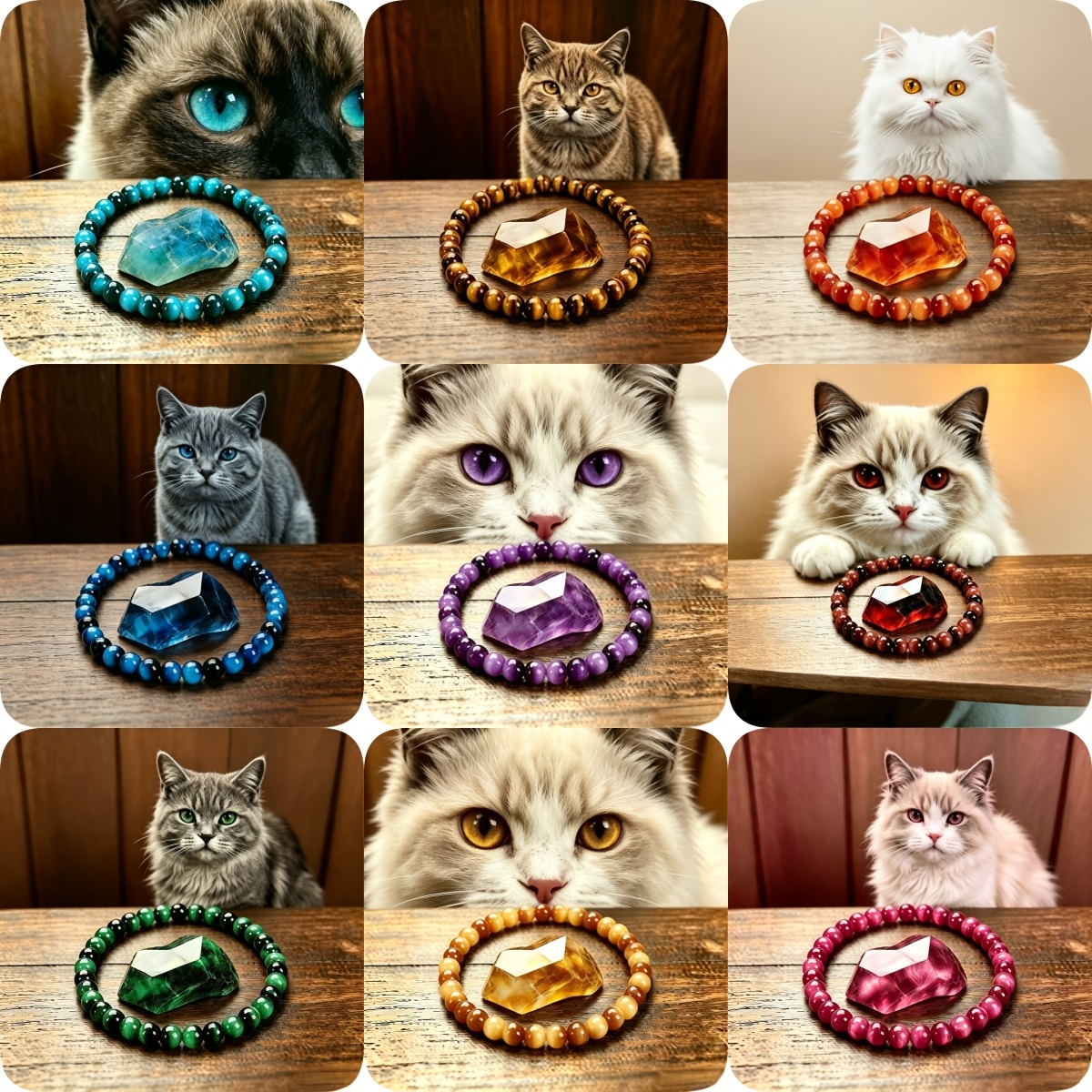 TEMU 9pcs 6mm Stone Bracelets, Symbolizing Wealth, , Wisdom, And Protection. Fashionable And Easy 9 Colors Of Different Bracelets Stacked And Worn In