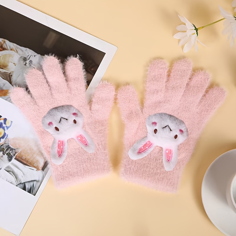 Cozy Bunny Pattern Gloves for Women, Perfect for Everyday Use