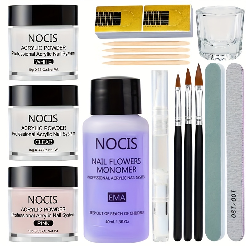 

Nocis Set - Clear, & Powder Ema - Kit Brushes, Forms, Dish & For Art, & Shaping, Unscented, ≤100ml