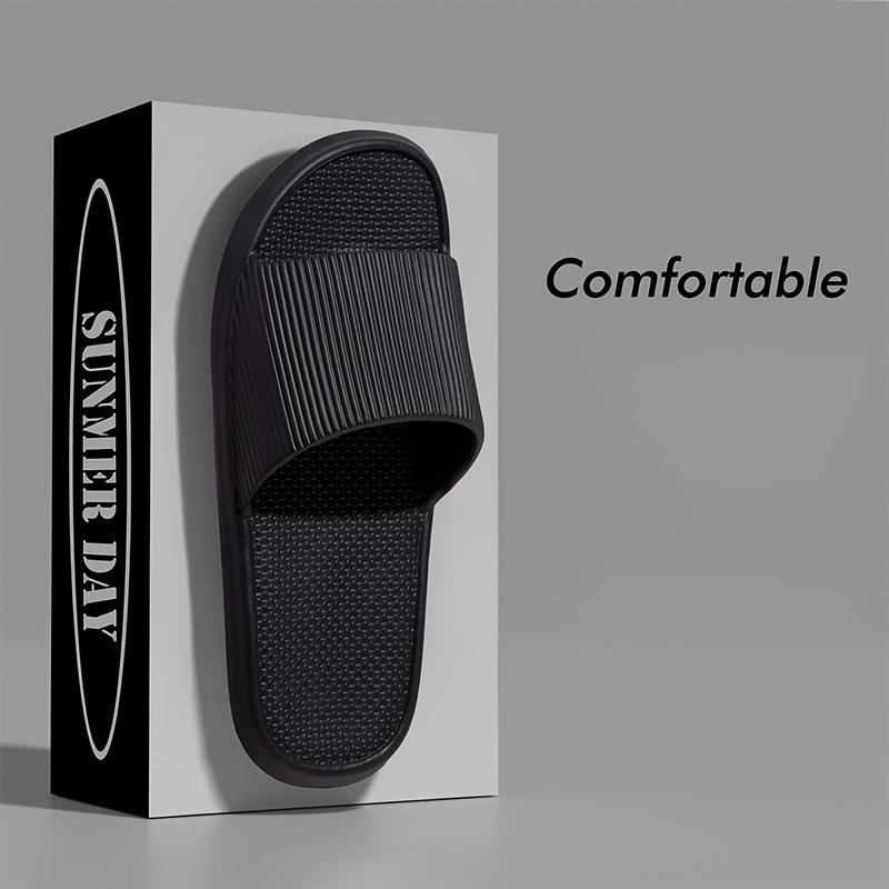 Image of Fashionable Awesome Eva Men's And Women's Summer Slippers, Non-slip, Casual Slides, Ribbed Texture - Perfect For Indoor/outdoor Use, Beach And Ocean, Men's And Women's Slippers