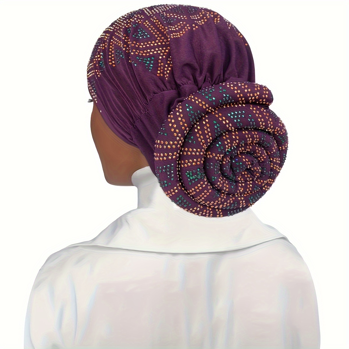 

African Style Elastic Turban Hat, Large Flower Design Head Wrap, Breathable Under Scarf, Full Neck Coverage Cap, Chemo Headwear Bonnet, Windproof Inner Cap For Women – Versatile Fashion Accessory
